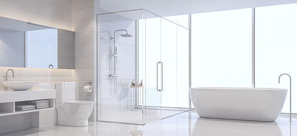 Glassed-in showers allow more light, make the room seem bigger, and are easier to clean.