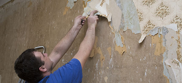 Professional contractors can remove old wallpaper and replace with new wallpaper or paint