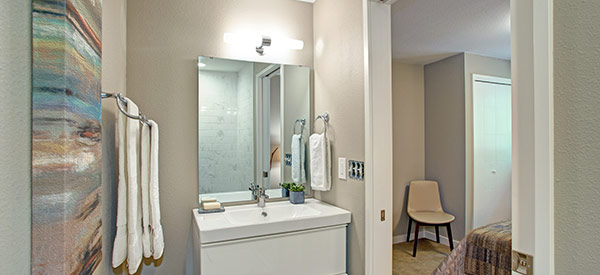 Floating vanities expand your space and are ideal for small bathrooms.