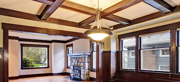 Create emphasis with a coffered ceiling in Calgary.