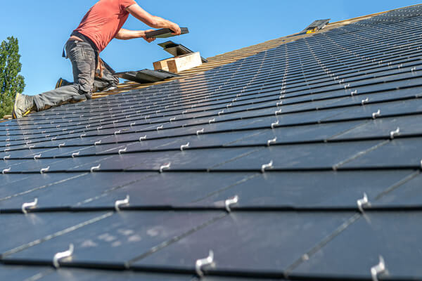 Slate roof installation by Toronto contractors.