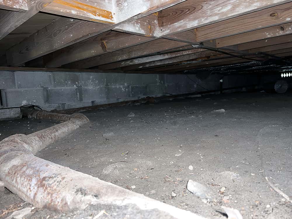 Crawl space underneath the house.