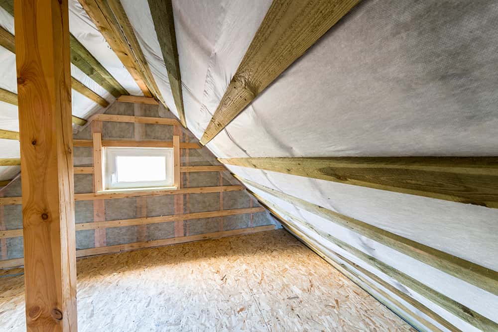 Insulation in the attic.
