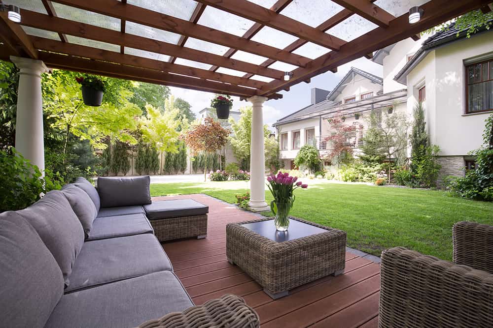 Terrace with canopy for enjoying the outdoors.