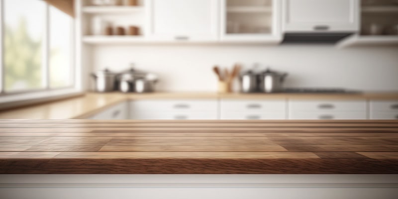 Wooden kitchen counter for modern kitchens.