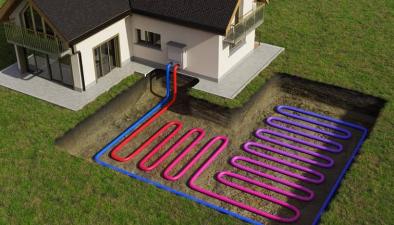 Heating a home with geothermal energy.