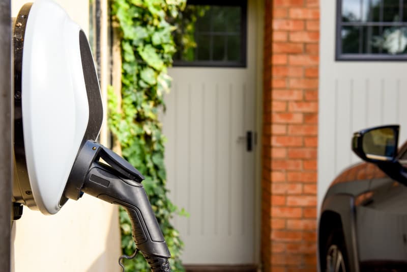 Car charging station outside the home.