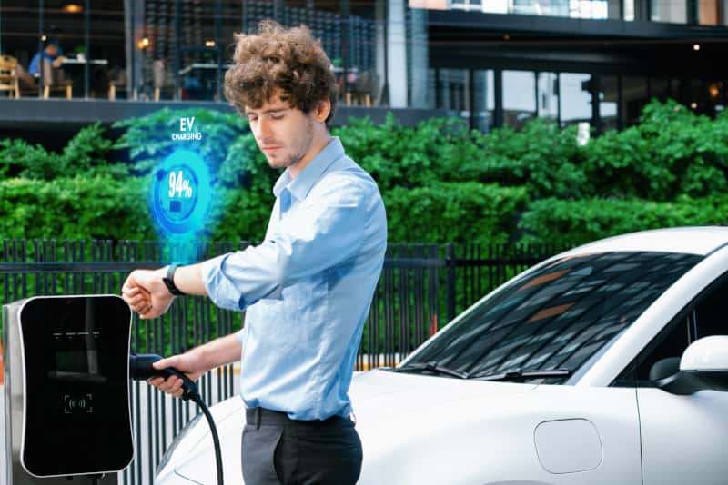 Charging time for an electric vehicle in public charging station.