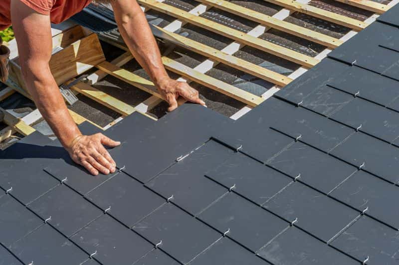 Slate roof installation by a roofing contractor