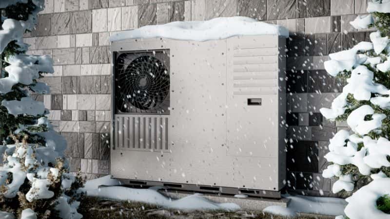 A cold weather heat pump in extreme weather