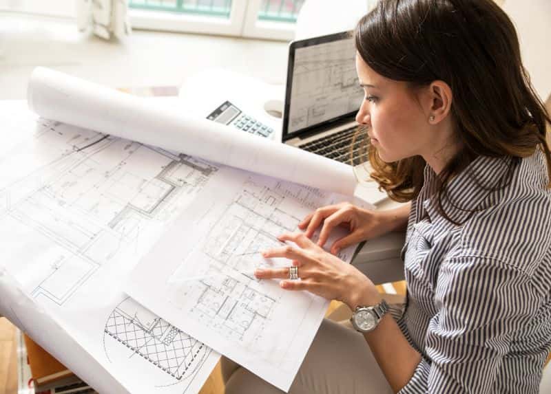 Female architect working from home
