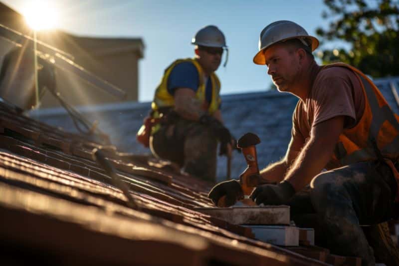 Installing roof tiles for roof repair