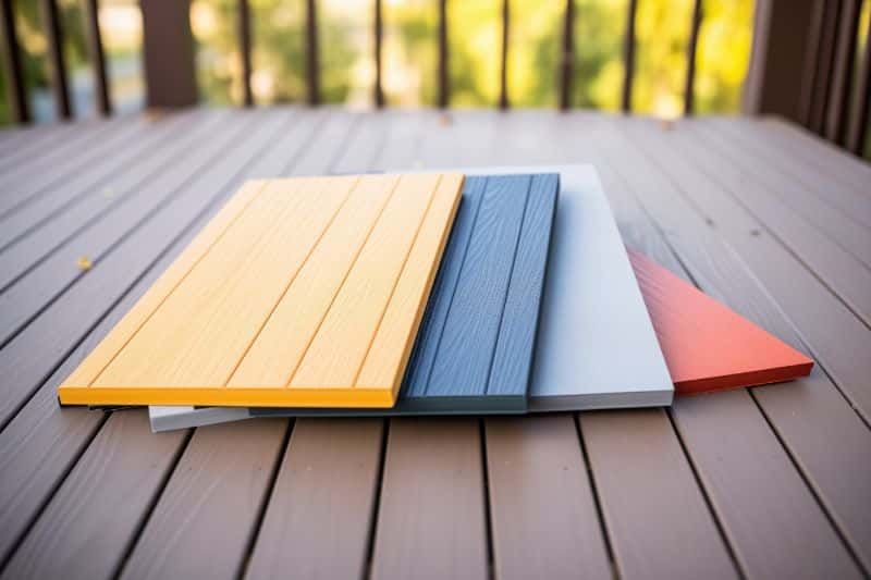Composite materials for decking in different colors