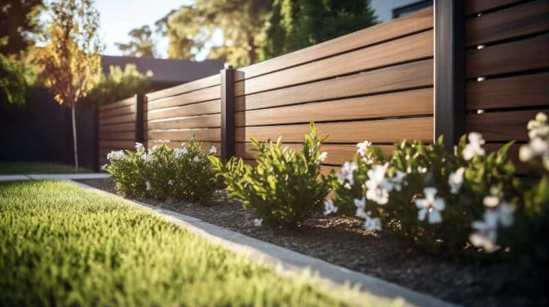 Beautiful wooden fence on a sunny day