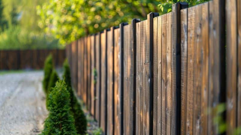 Wooden fence dividing adjacent properties