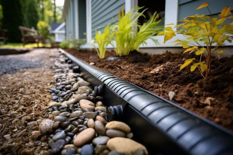 Installation of French drain water drainage