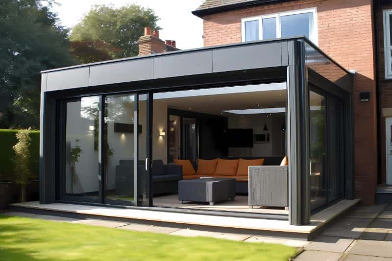 Modern house extension featuring a veranda with a view