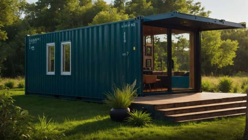 Container home in rural area for a small household