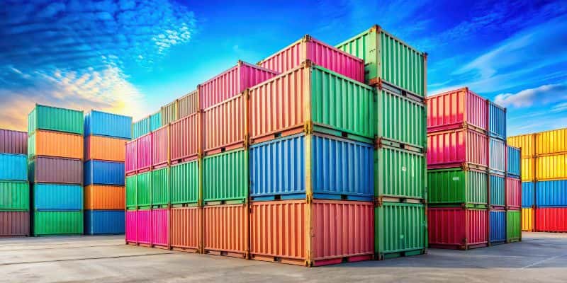 Various colorful cargo containers for container homes