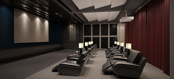 A home theater must be located away from the main rooms of the house.